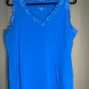 Karen Scott Plus Size Cotton Lace-Trim Top Size 1X